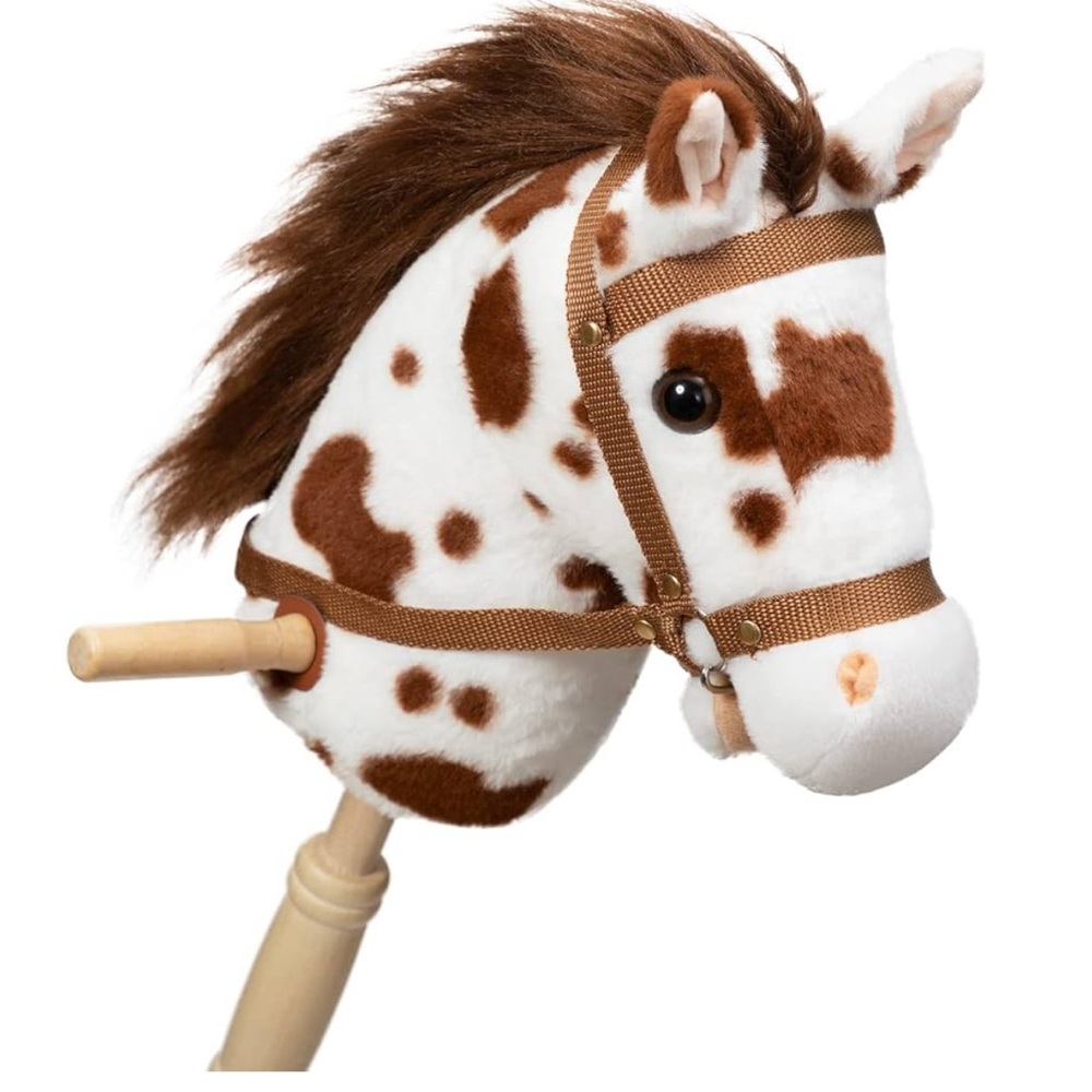 Plush Brown & White Pony Stick Horse Head